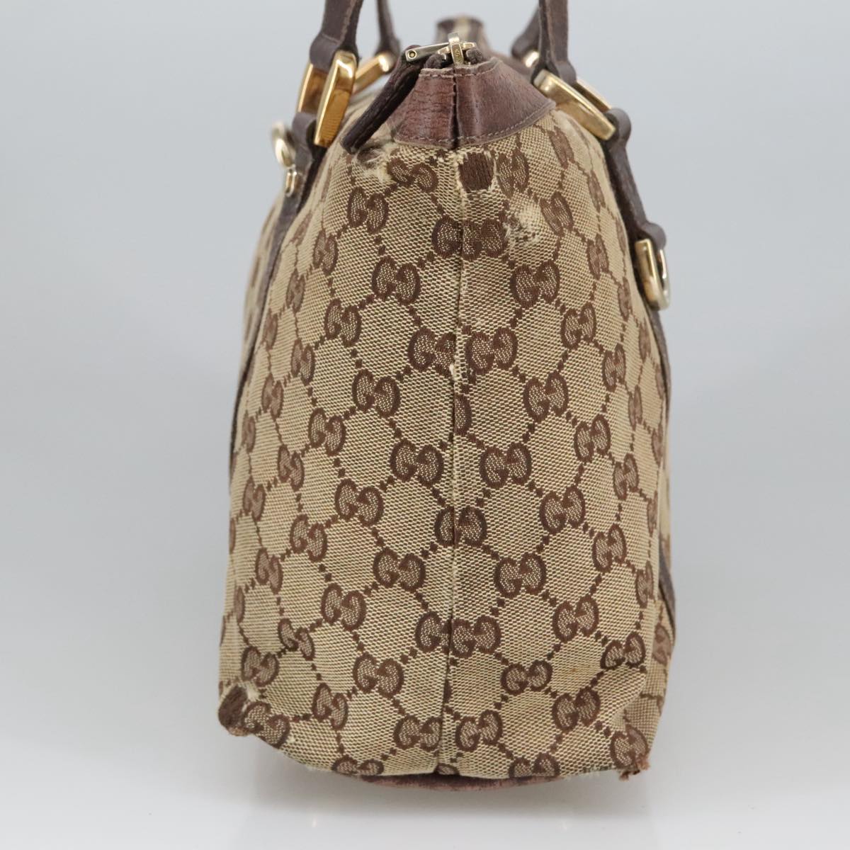 GUCCI GG Canvas Shoulder Bag Beige Gold 141470 Auth 101138