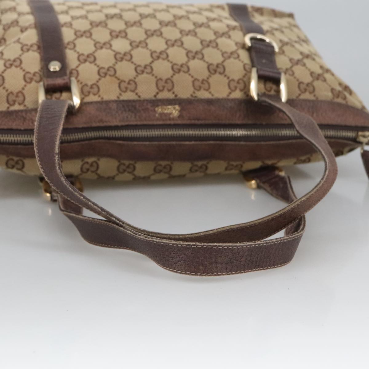 GUCCI GG Canvas Shoulder Bag Beige Gold 141470 Auth 101138