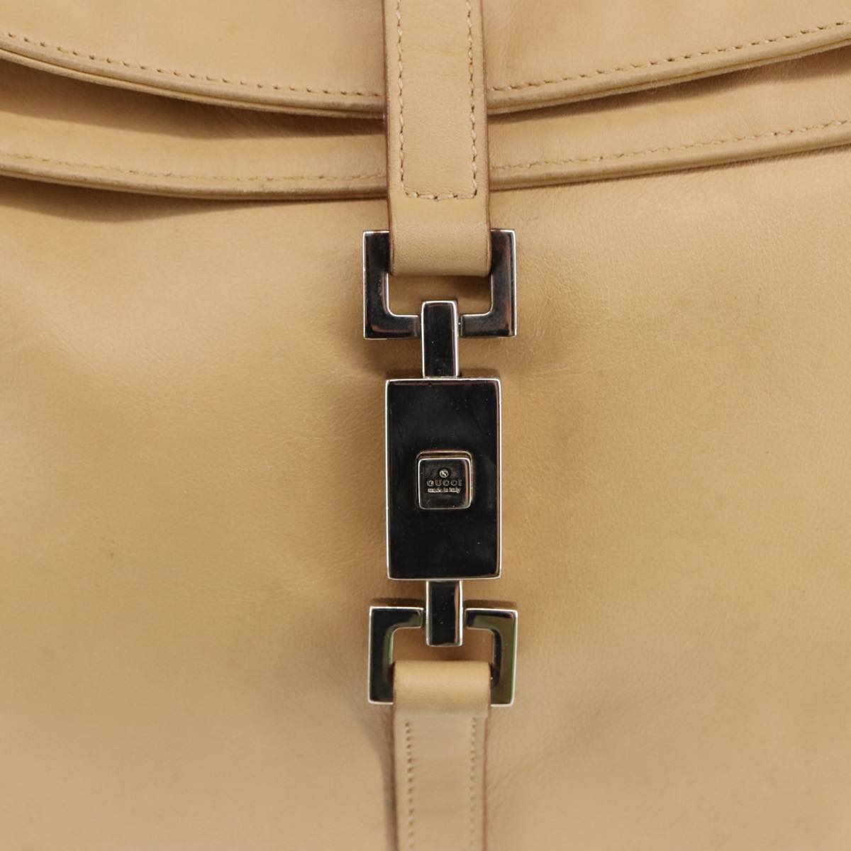 GUCCI Jackie Shoulder Bag Leather Beige 001 3734 Auth 101139