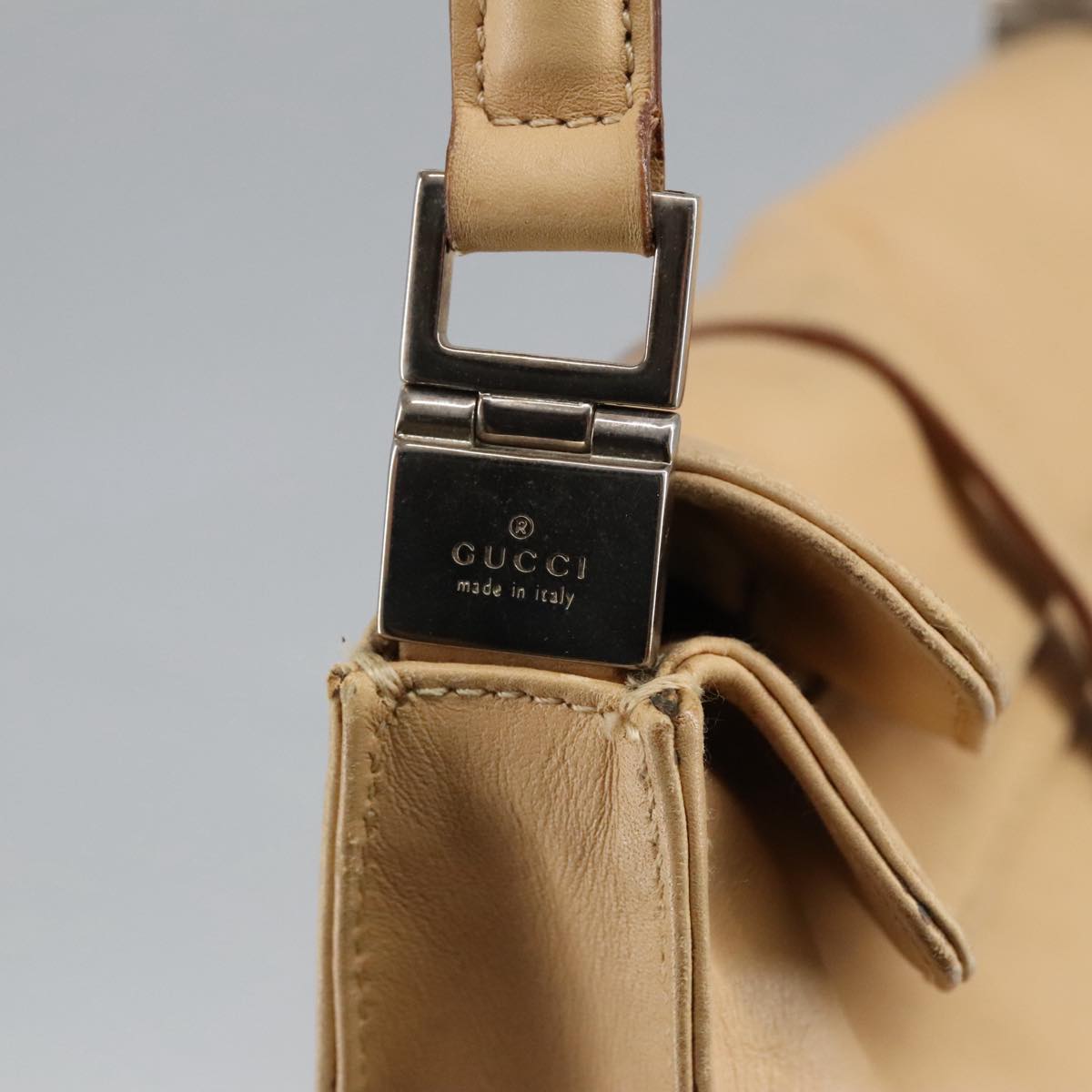 GUCCI Jackie Shoulder Bag Leather Beige 001 3734 Auth 101139