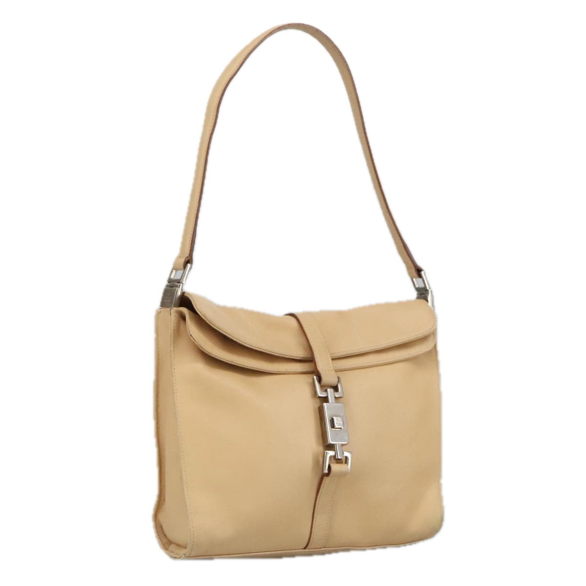 GUCCI Jackie Shoulder Bag Leather Beige 001 3734 Auth 101139