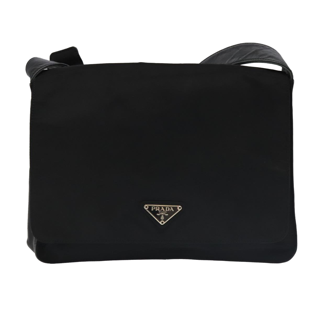 PRADA Shoulder Bag Nylon Leather Black Auth 101141 - 0