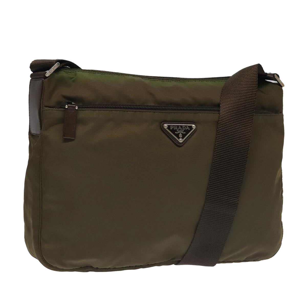 PRADA Shoulder Bag Nylon Khaki Auth 101145