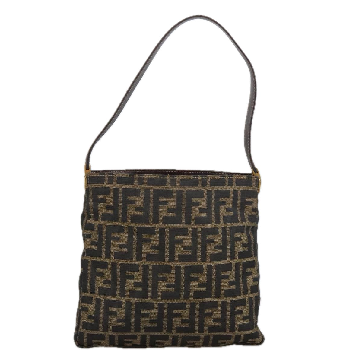 FENDI Zucca Canvas Shoulder Bag Brown Black Auth 101147 - 0