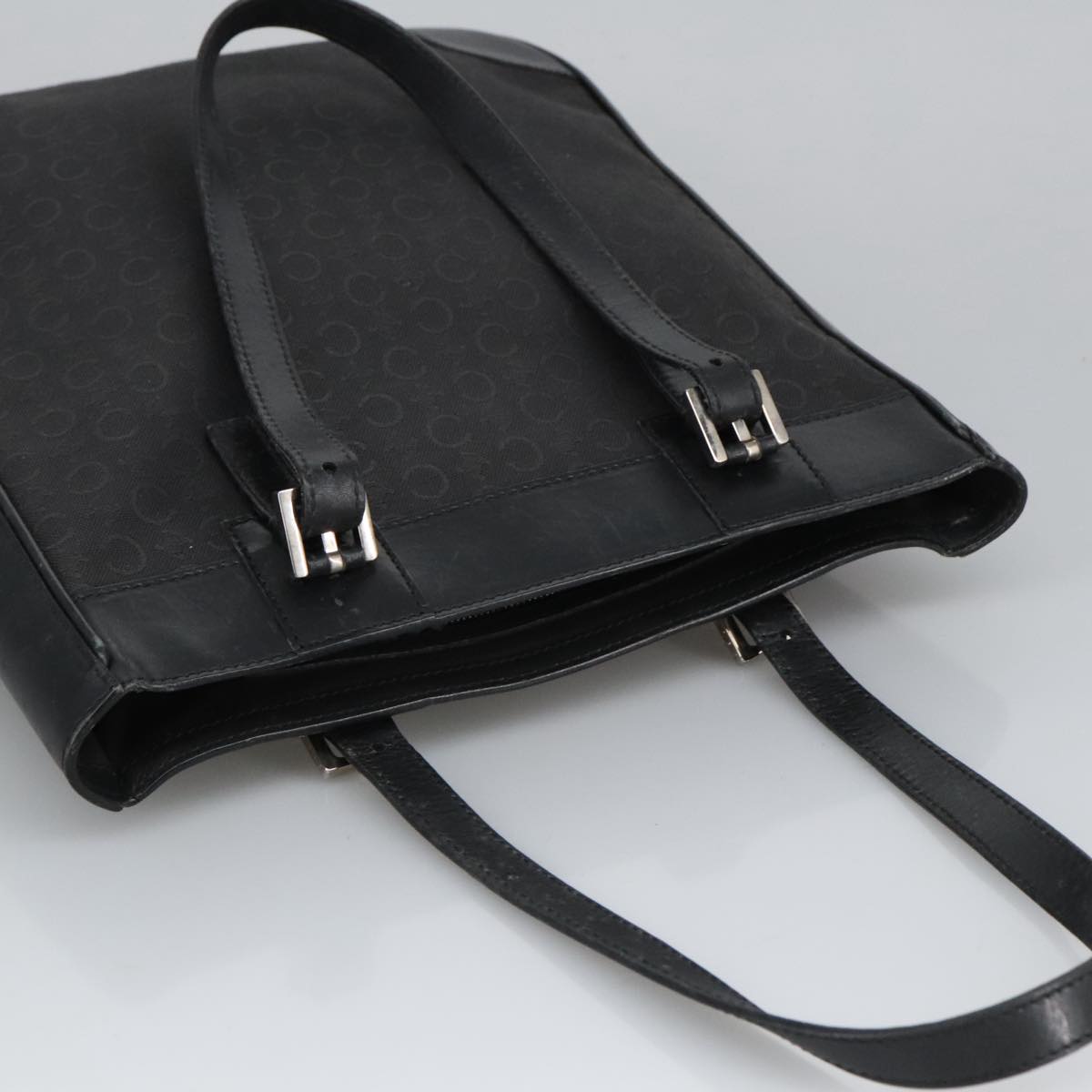 CELINE C Macadam Canvas Shoulder Bag Black Auth 101150