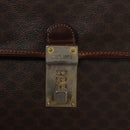 CELINE Macadam Canvas Hand Bag PVC Leather Brown Gold Auth 101152-10