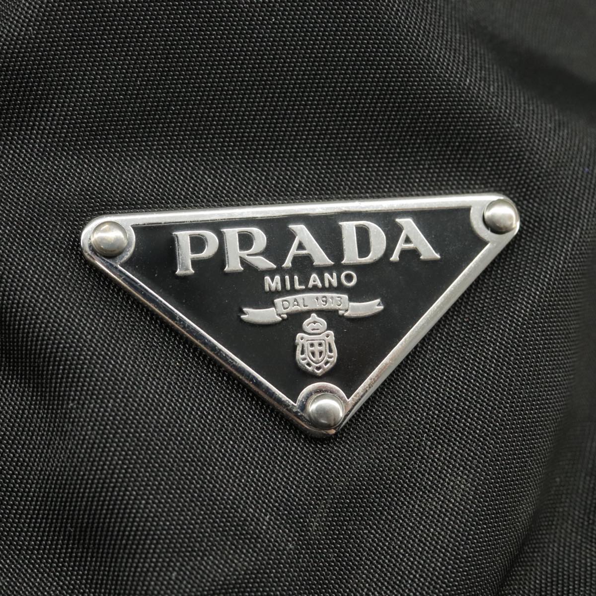 PRADA Shoulder Bag Nylon Leather Black Silver Auth 101155