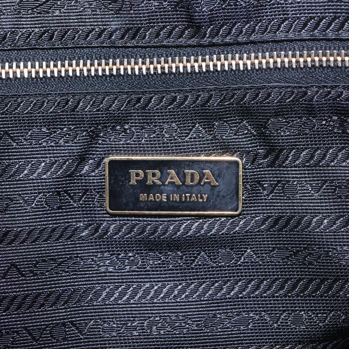 PRADA Hand Bag Nylon Black Gold Auth 101157