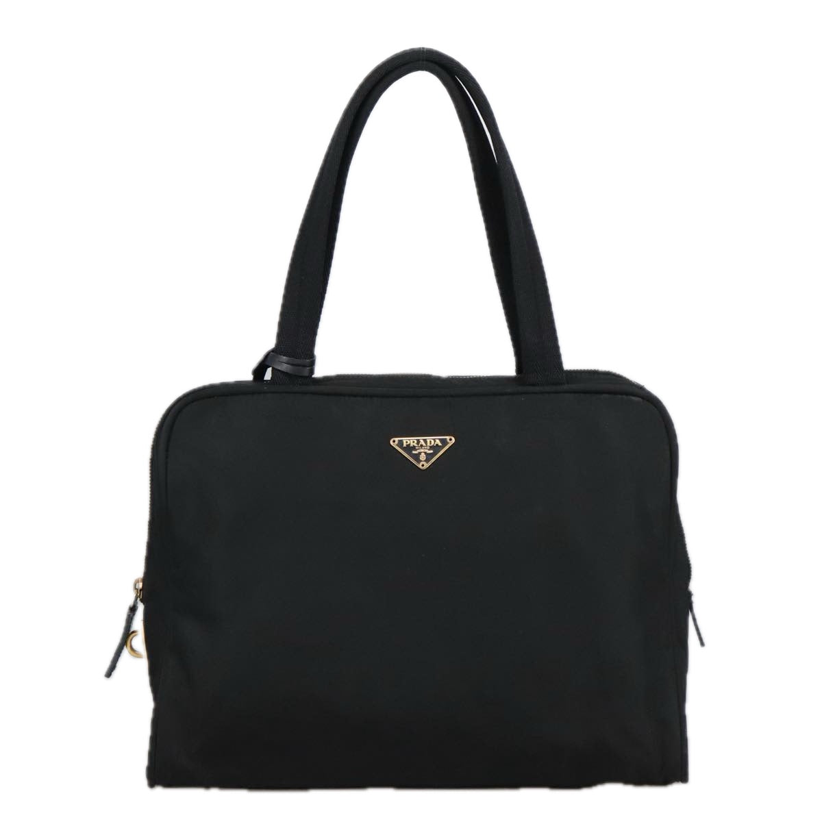 PRADA Hand Bag Nylon Black Gold Auth 101157 - 0