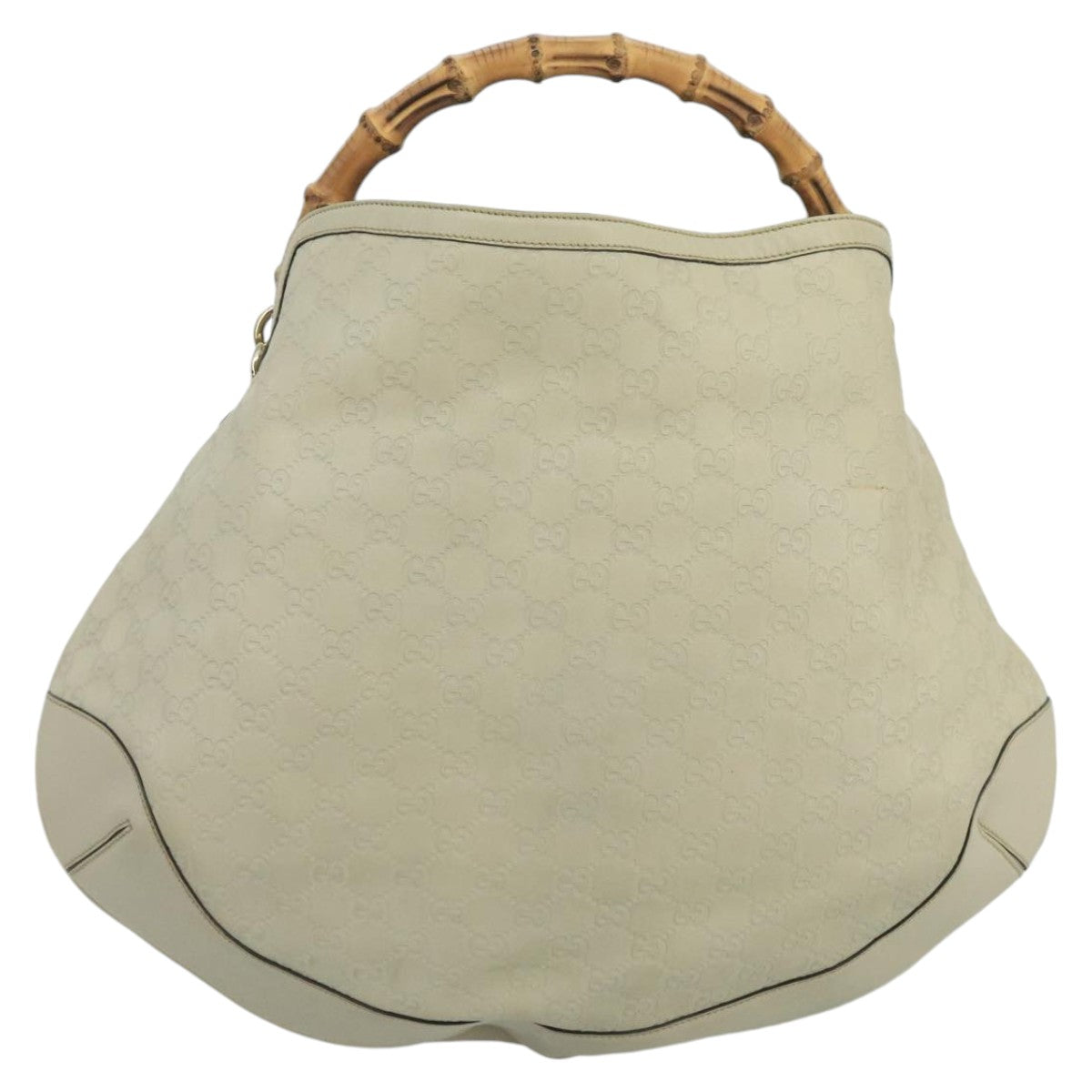 GUCCI GG Canvas Guccissima bamboo Hand Bag 2way Beige 169976 Auth 101158