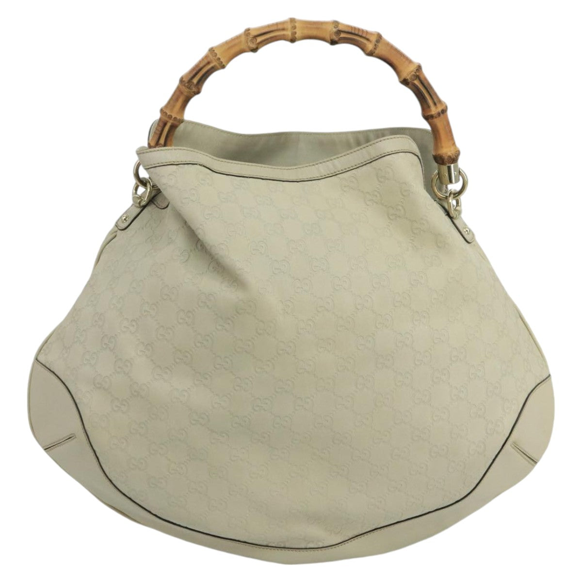 GUCCI GG Canvas Guccissima bamboo Hand Bag 2way Beige 169976 Auth 101158