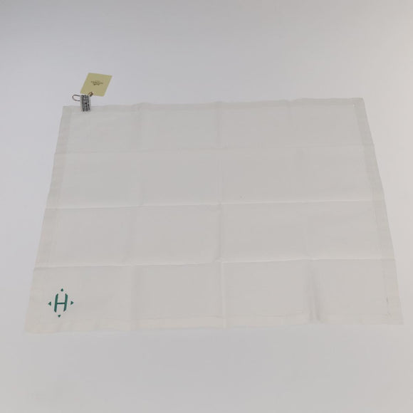 HERMES Handkerchief Cotton White Auth 101161