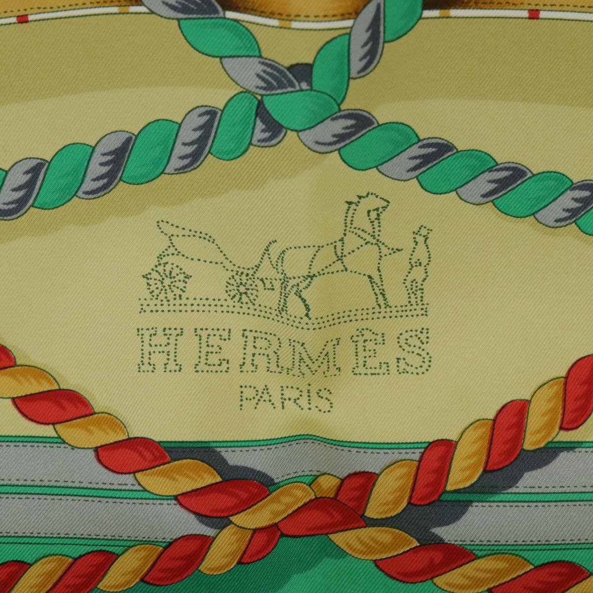 HERMES Carre90 GRANDE TENUE Scarf Silk Green Auth 101166