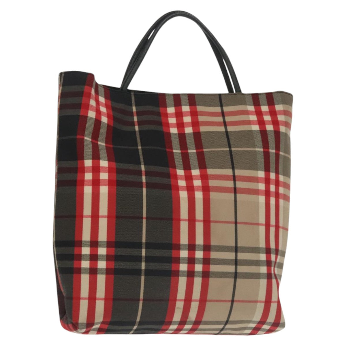 BURBERRY Nova Check Hand Bag Canvas Red Auth 101170