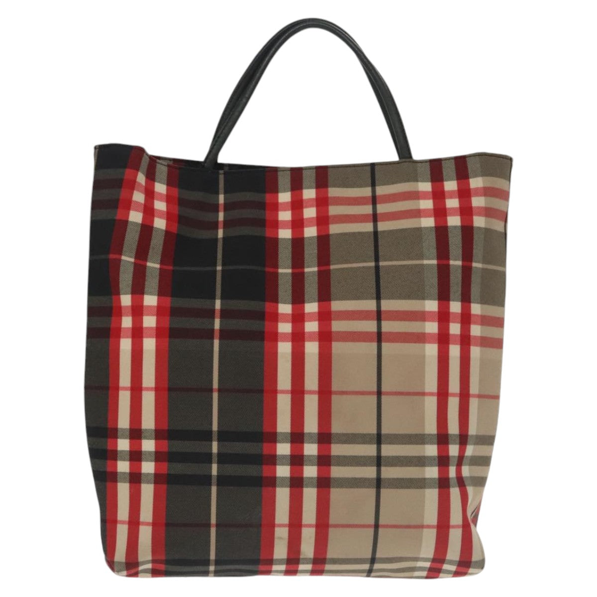 BURBERRY Nova Check Hand Bag Canvas Red Auth 101170 - 0