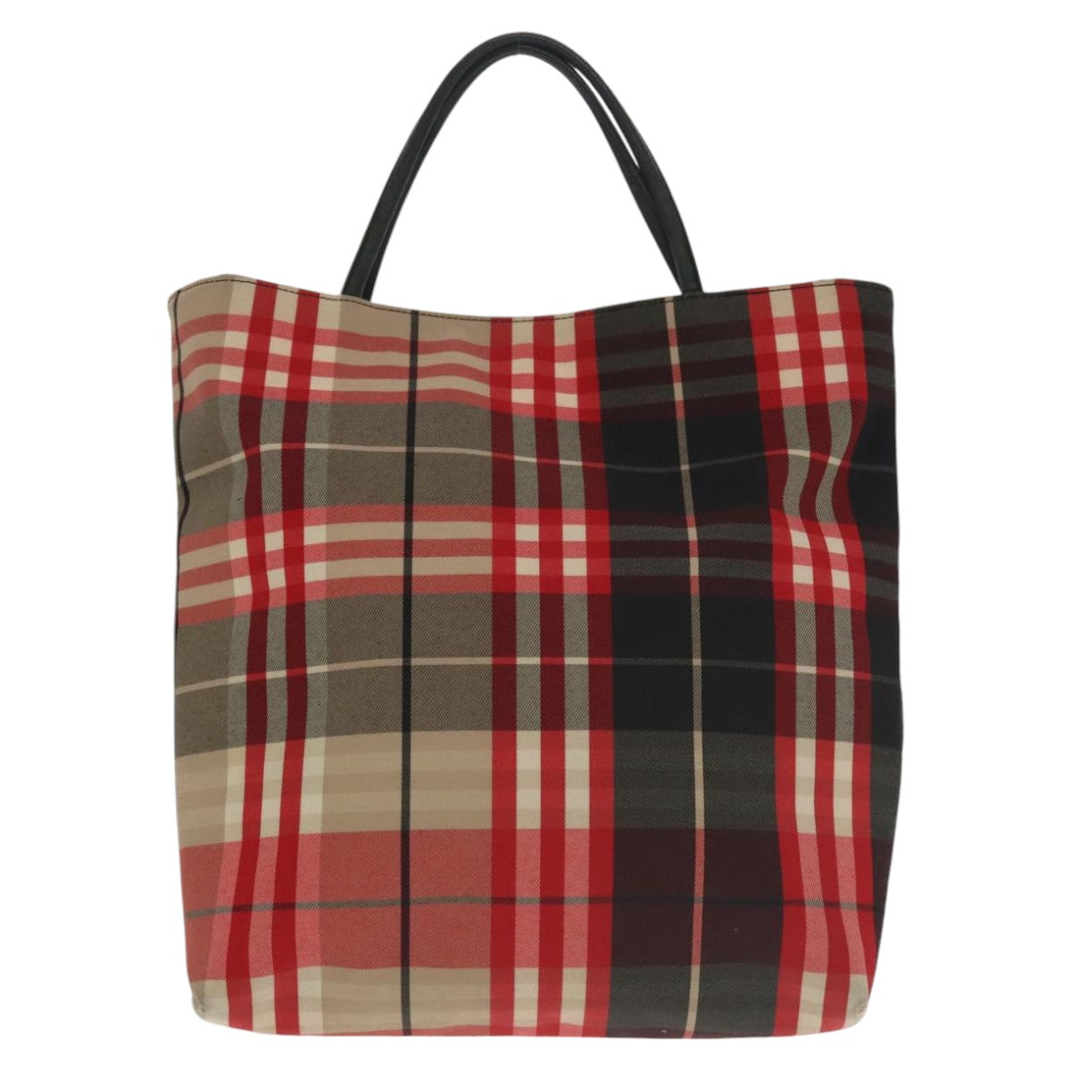 BURBERRY Nova Check Hand Bag Canvas Red Auth 101170