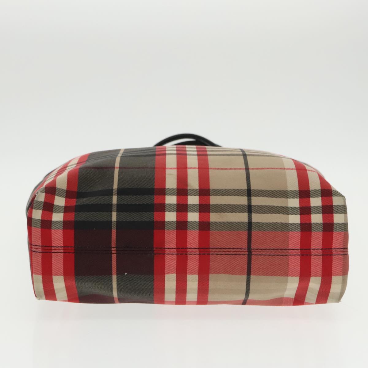 BURBERRY Nova Check Hand Bag Canvas Red Auth 101170