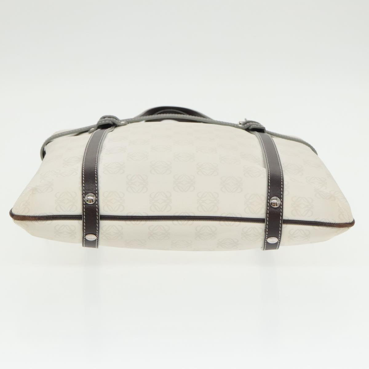 LOEWE Anagram Hand Bag PVC White Silver Auth 101171