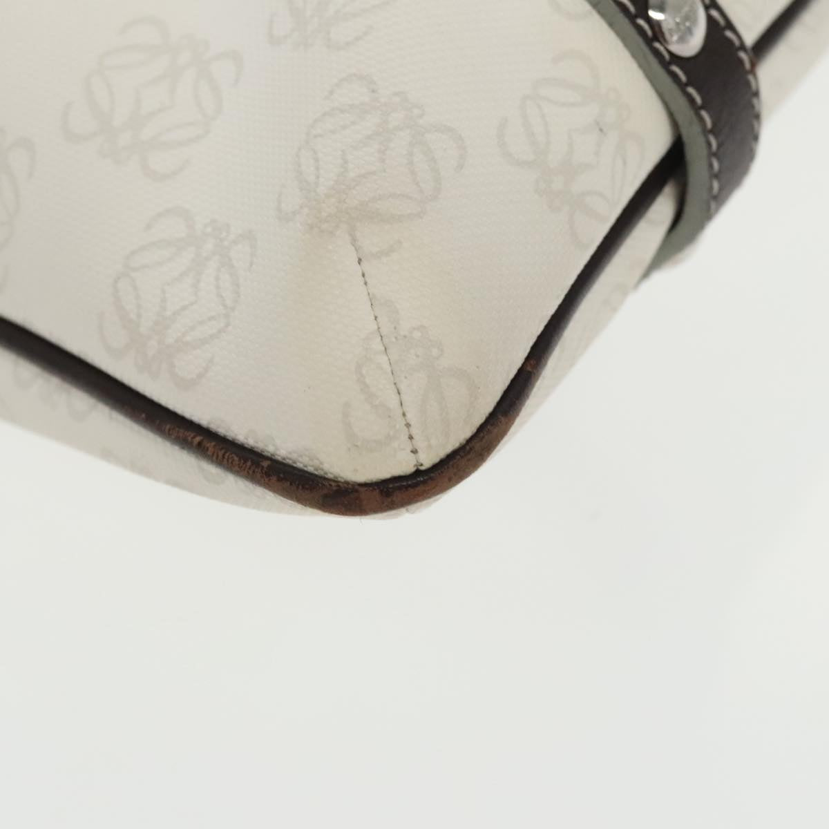 LOEWE Anagram Hand Bag PVC White Silver Auth 101171