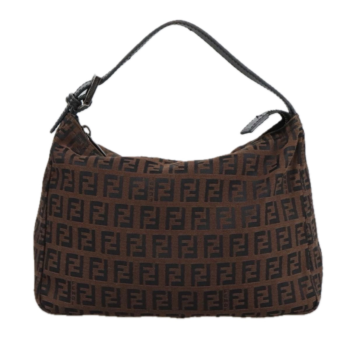 FENDI Zucchino Canvas Pouch Brown Auth 101175 - 0