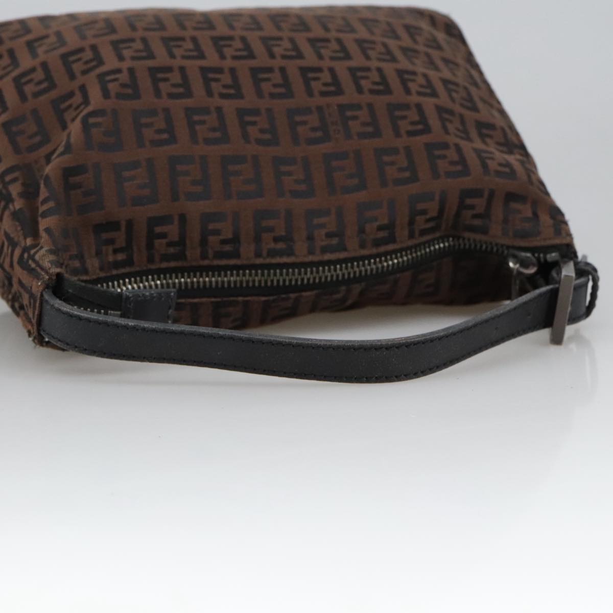 FENDI Zucchino Canvas Pouch Brown Auth 101175