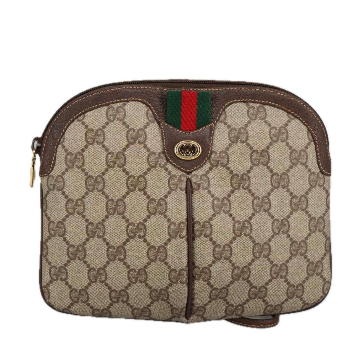 GUCCI GG Supreme Web Sherry Line Shoulder Bag PVC Beige 904 02 047 Auth 101184 - 0