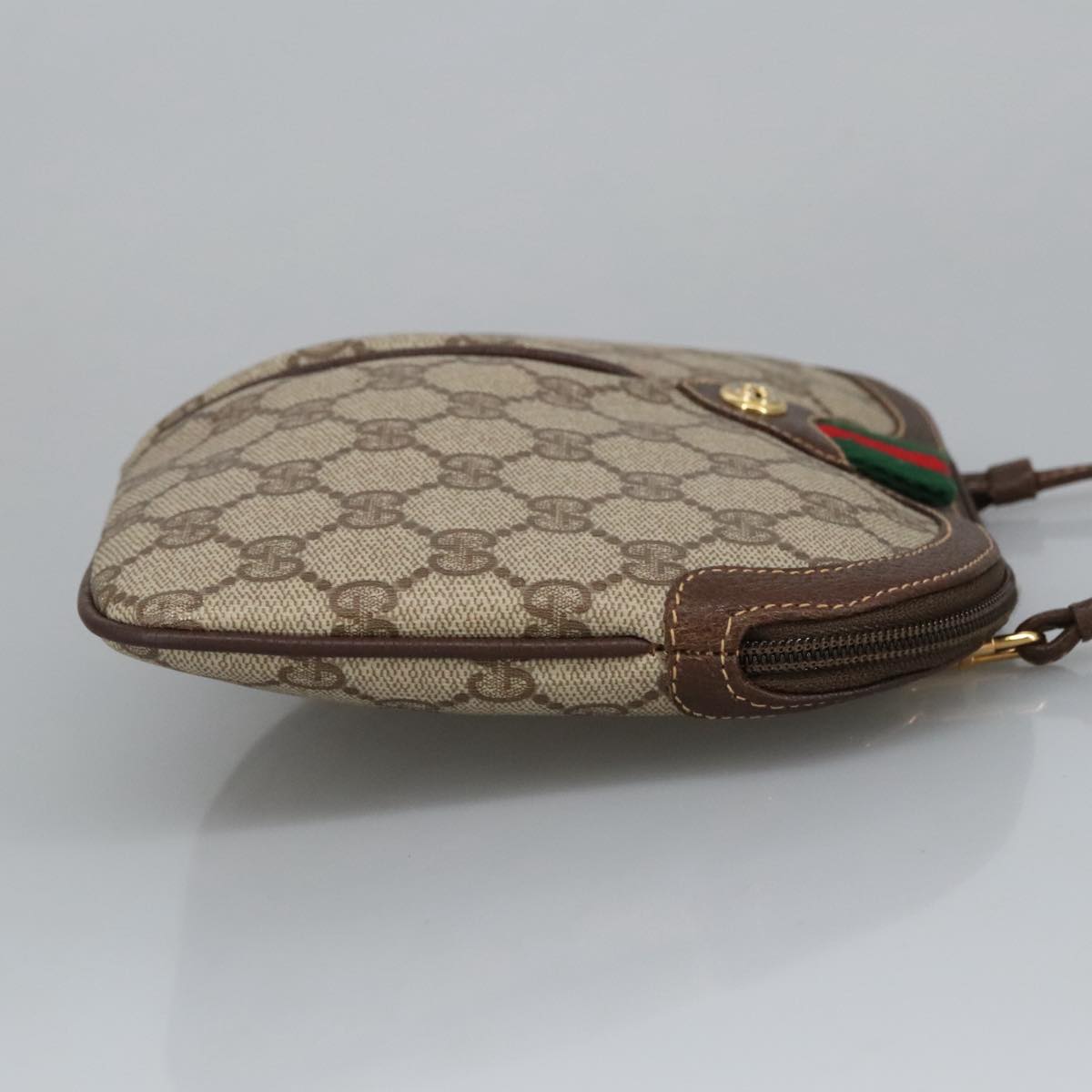 GUCCI GG Supreme Web Sherry Line Shoulder Bag PVC Beige 904 02 047 Auth 101184