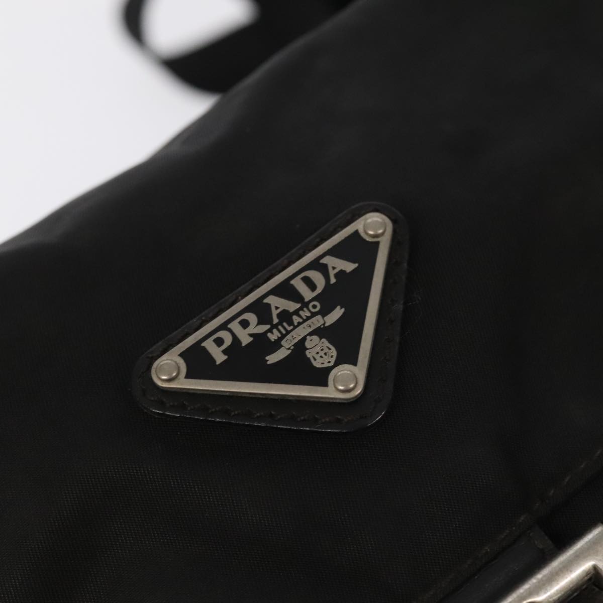 PRADA Shoulder Bag Nylon Black Silver Auth 101188