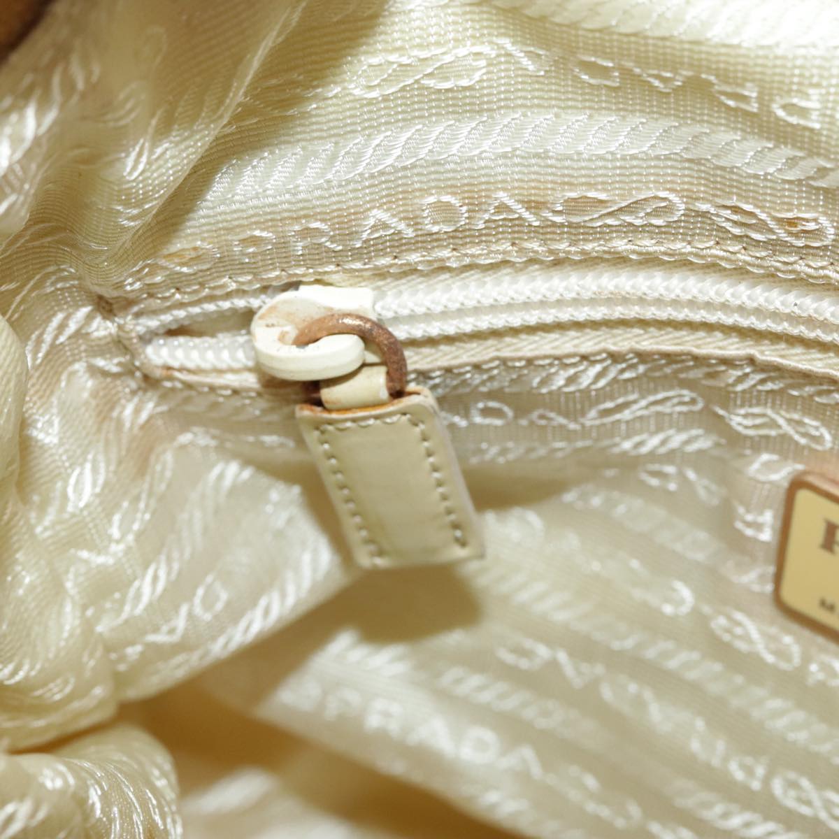 PRADA Shoulder Bag Nylon Beige Auth 101189