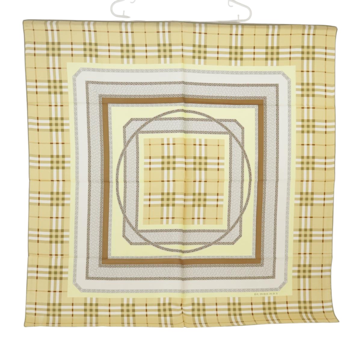 BURBERRY Scarf Silk Beige Auth 101193