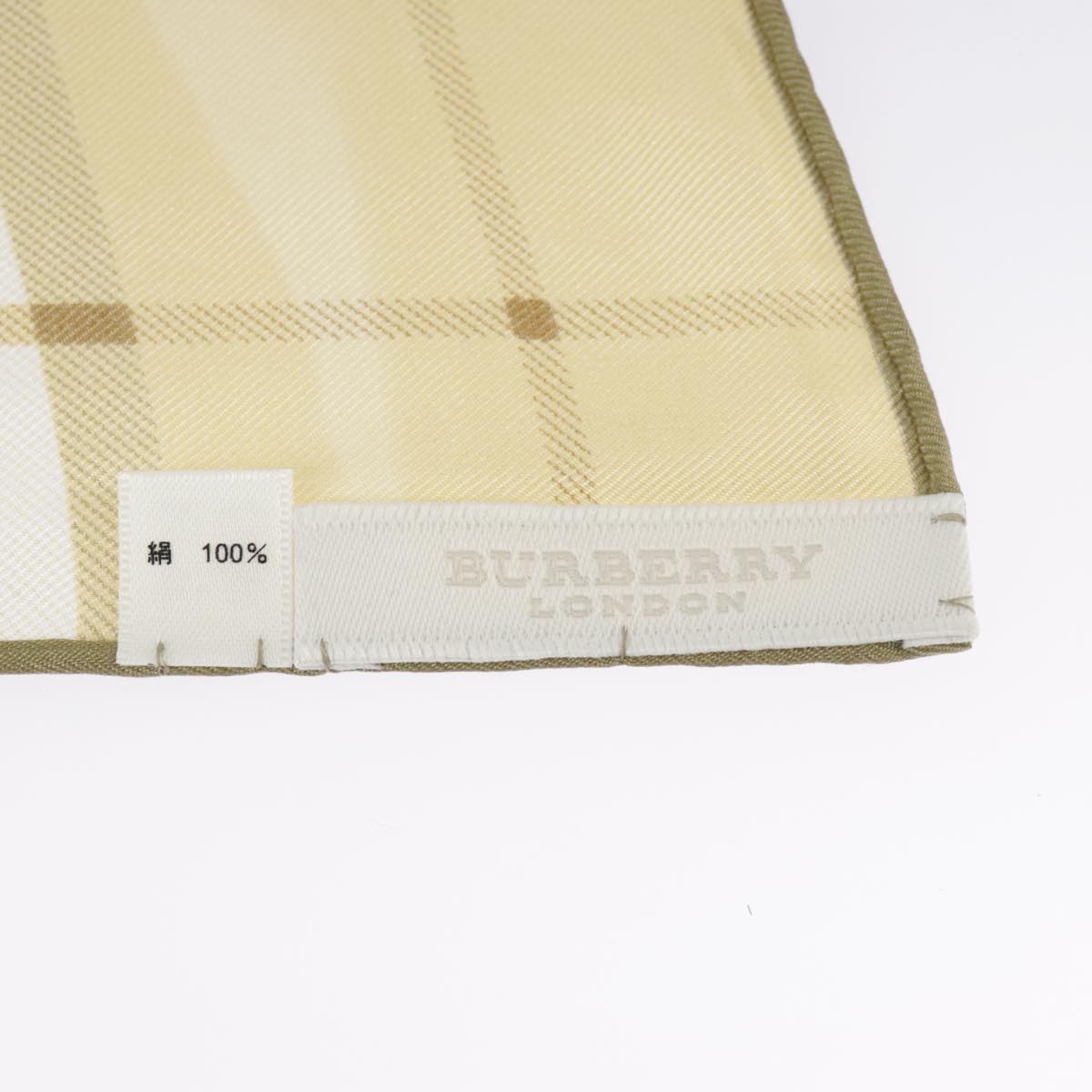 BURBERRY Scarf Silk Beige Auth 101193