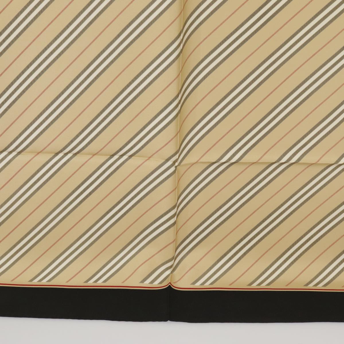 BURBERRY Scarf Silk Beige Black Auth 101194