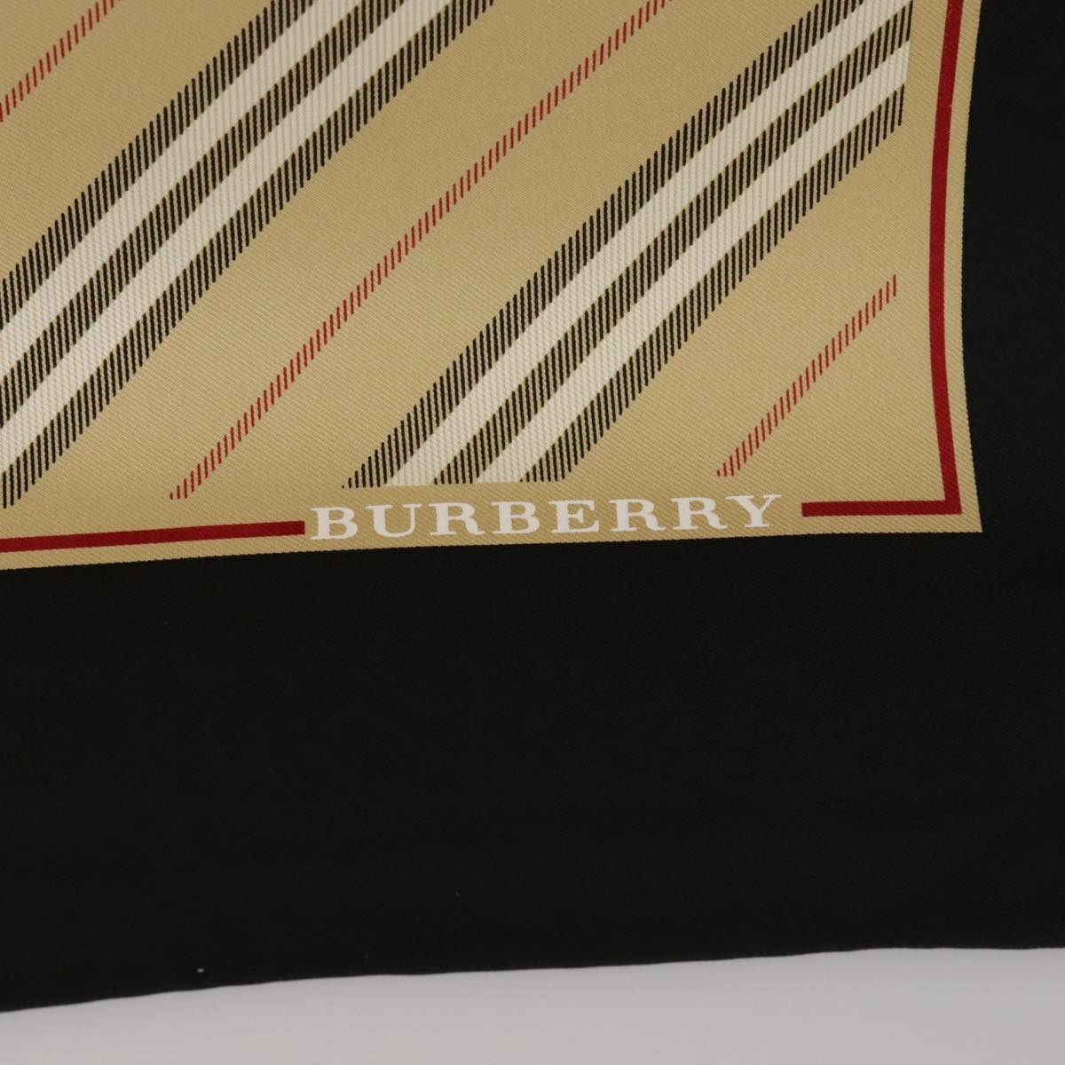 BURBERRY Scarf Silk Beige Black Auth 101194