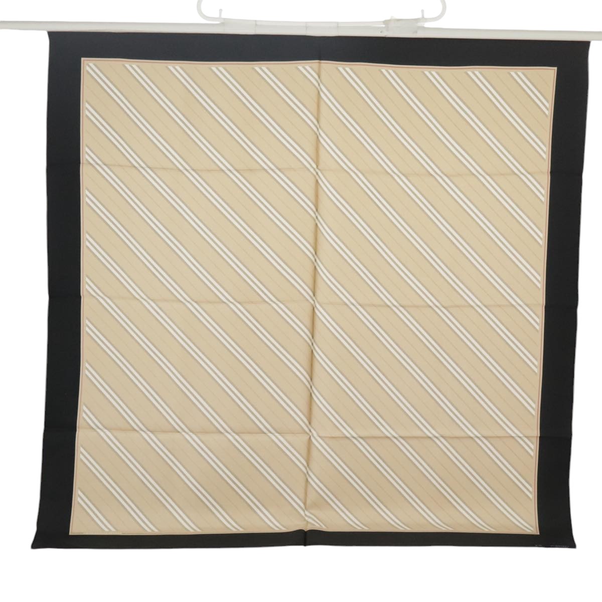 BURBERRY Scarf Silk Beige Black Auth 101194 - 0