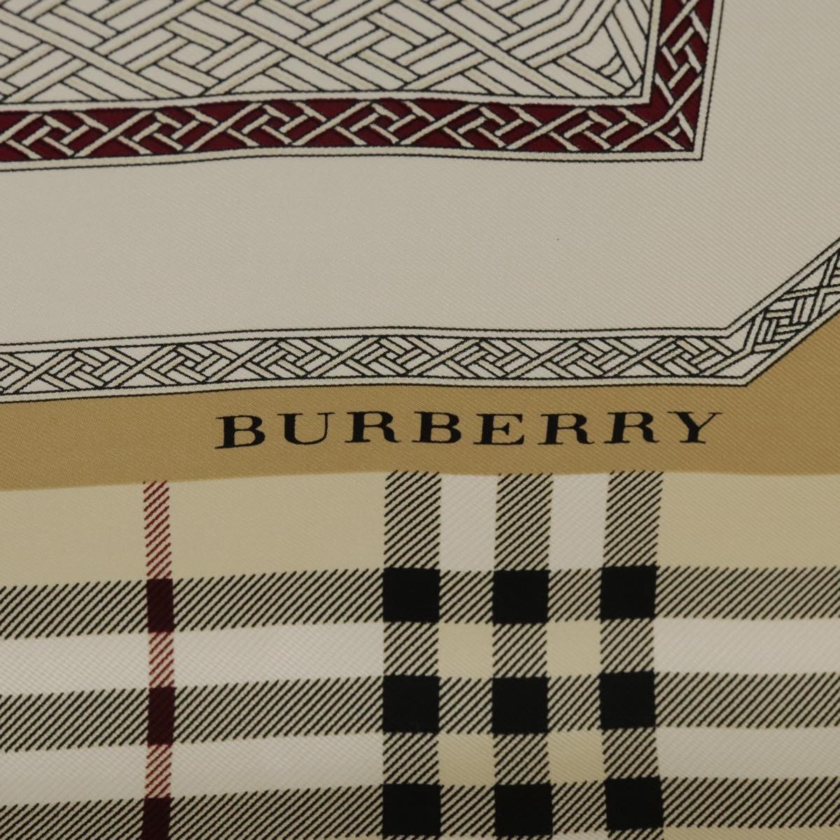 BURBERRY Scarf Silk Beige Black Auth 101195