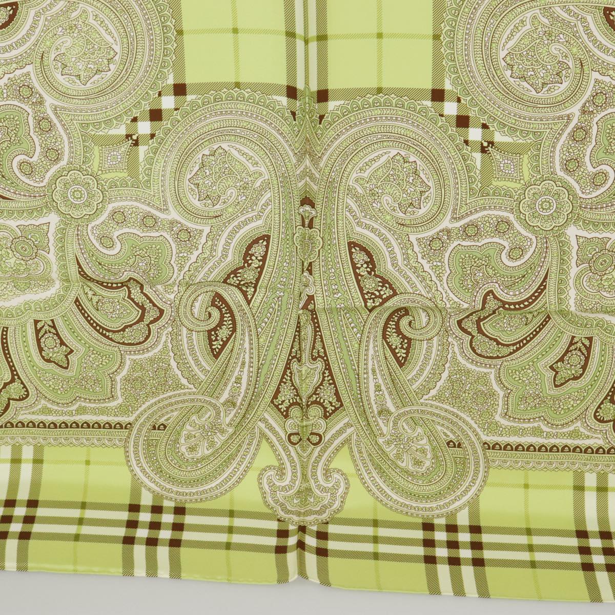 BURBERRY Scarf Silk Green Auth 101196