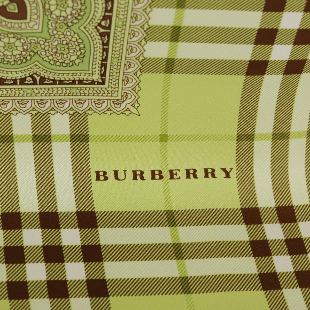 BURBERRY Scarf Silk Green Auth 101196