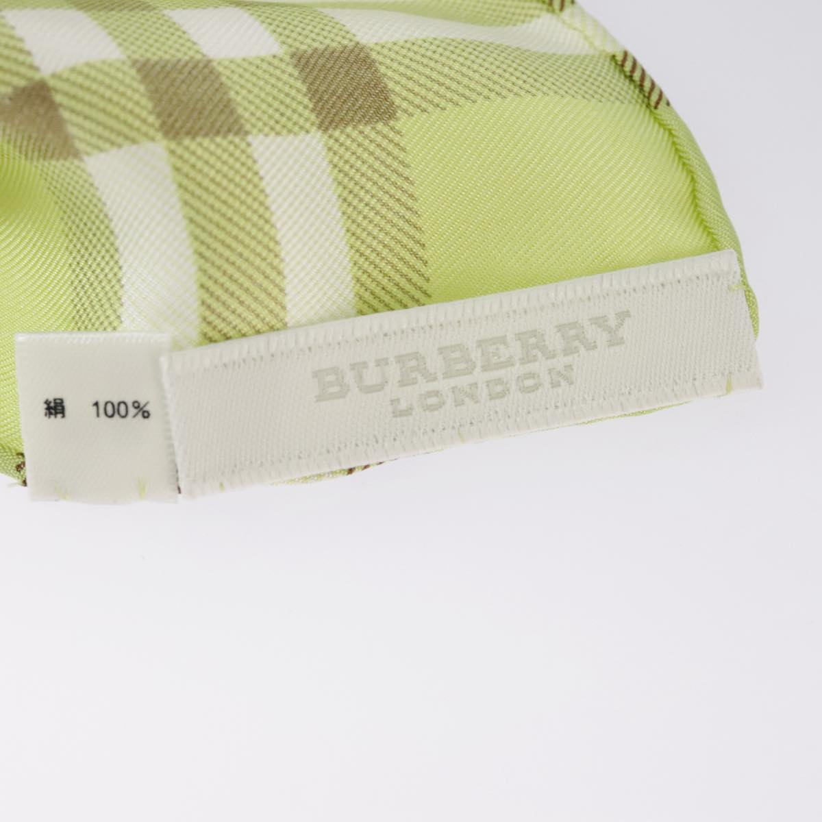 BURBERRY Scarf Silk Green Auth 101196