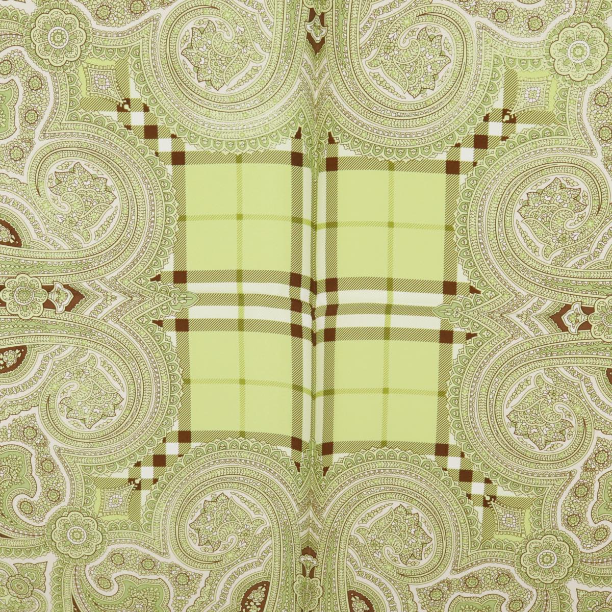 BURBERRY Scarf Silk Green Auth 101196