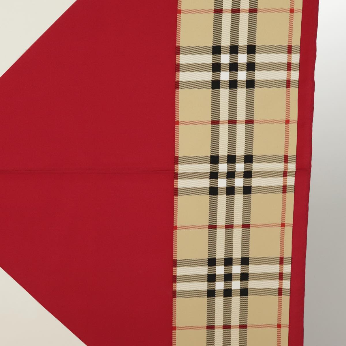 BURBERRY Nova Check Carre 90 Scarf Silk Beige Red Auth 101197