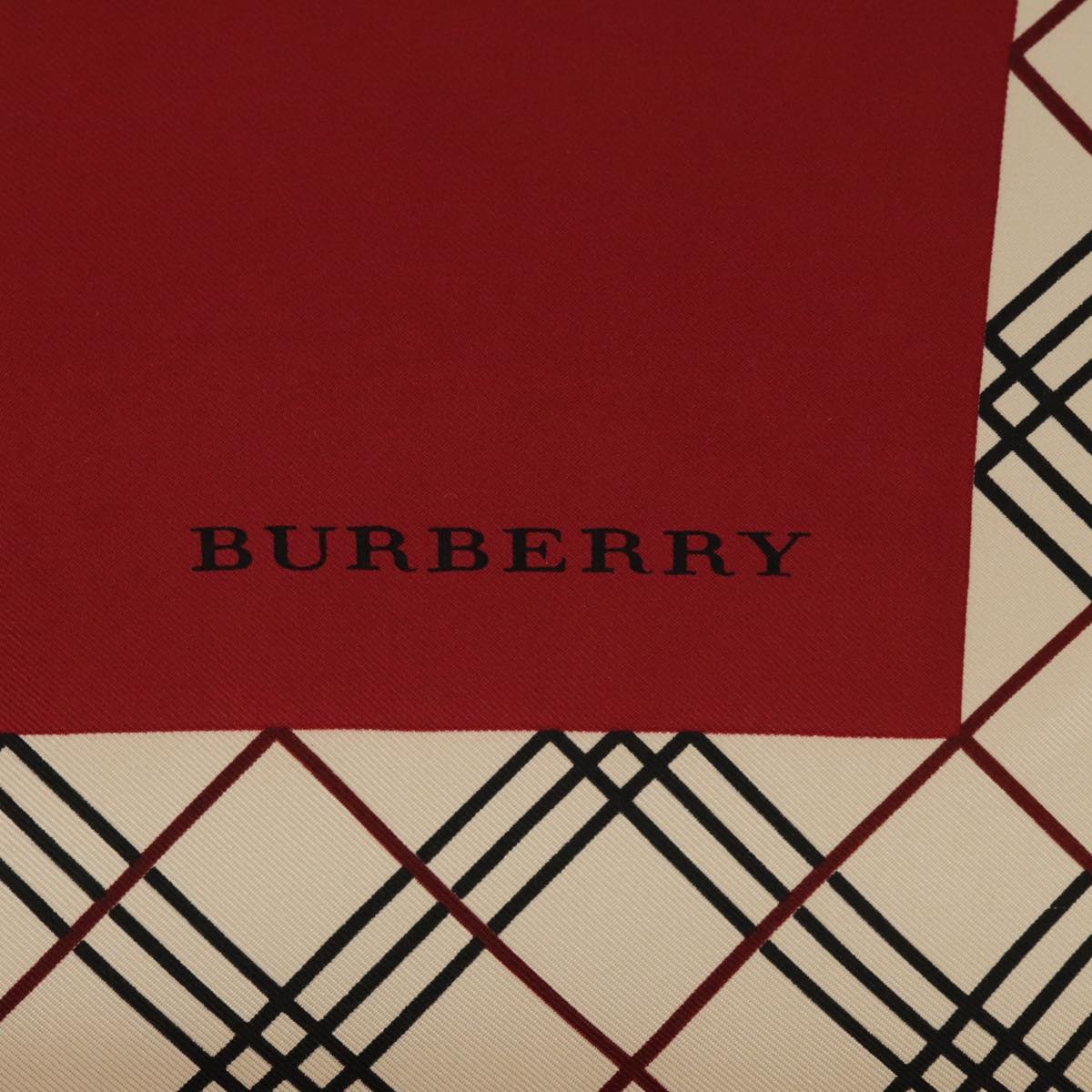 BURBERRY Scarf Silk Red Beige Auth 101198