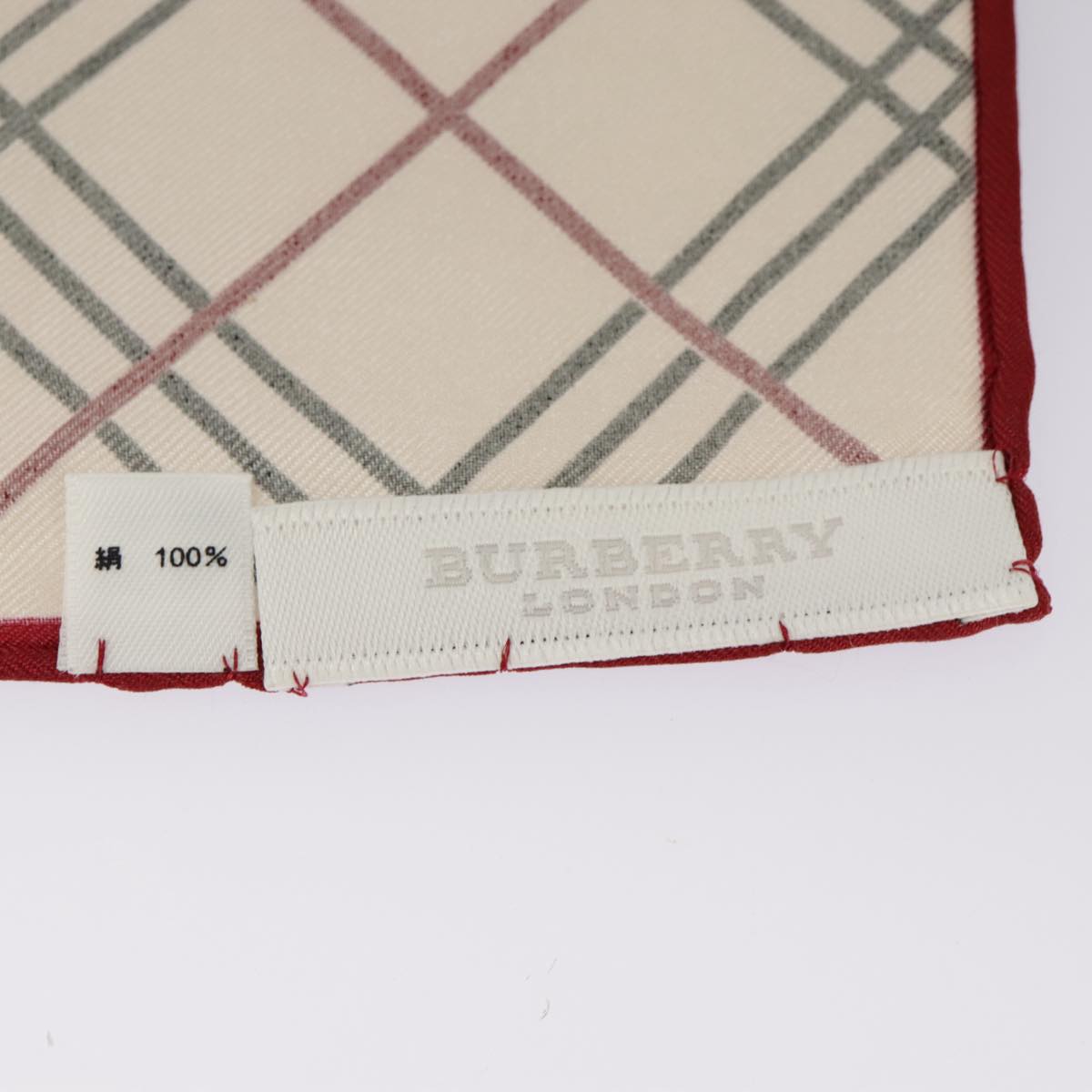 BURBERRY Scarf Silk Red Beige Auth 101198