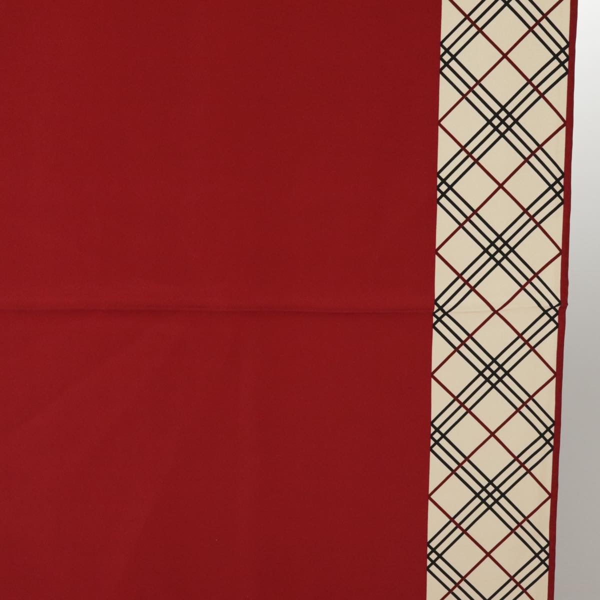 BURBERRY Scarf Silk Red Beige Auth 101198