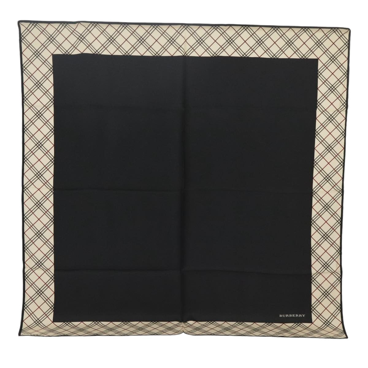 BURBERRY Scarf Silk Black Beige Auth 101199