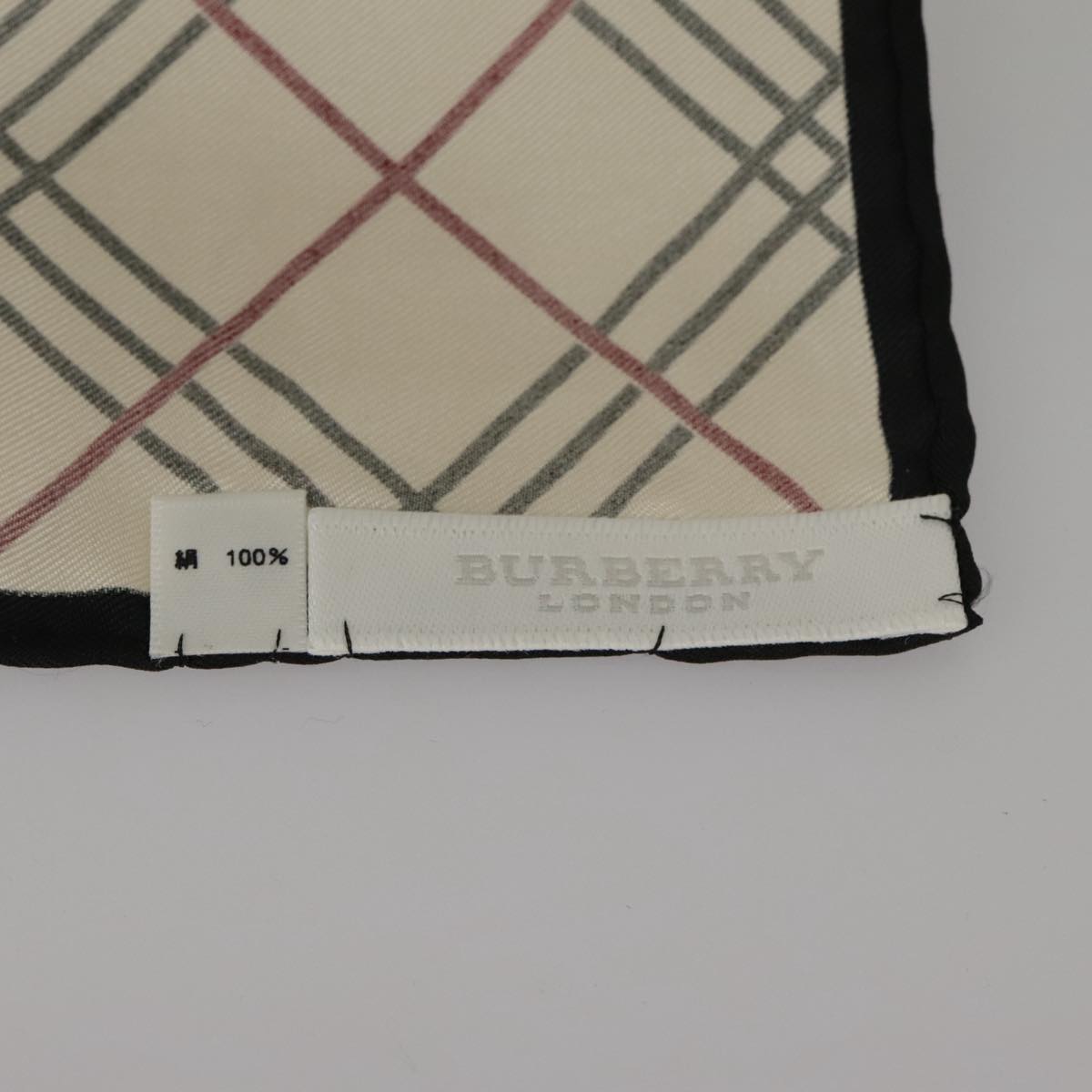 BURBERRY Scarf Silk Black Beige Auth 101199