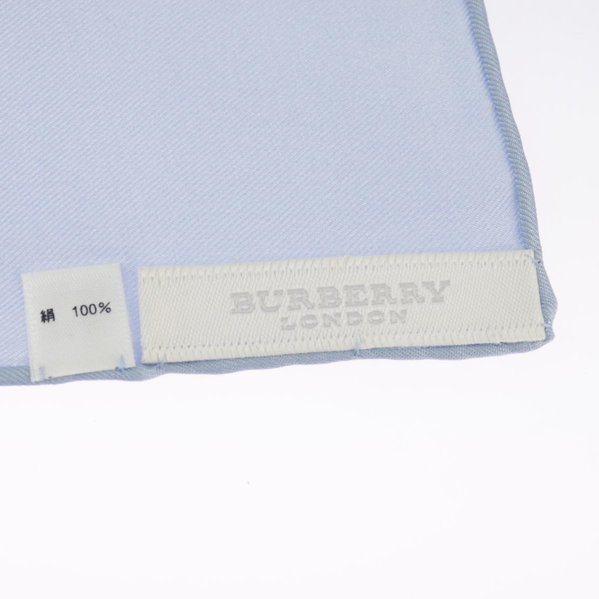 BURBERRY Scarf Silk Light Blue Beige Auth 101200