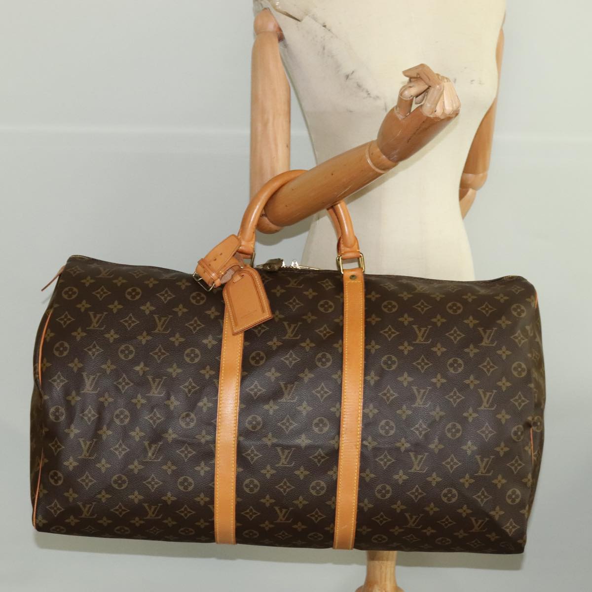 LOUIS VUITTON Monogram Keepall 60 Boston Bag M41422 LV Auth 101204