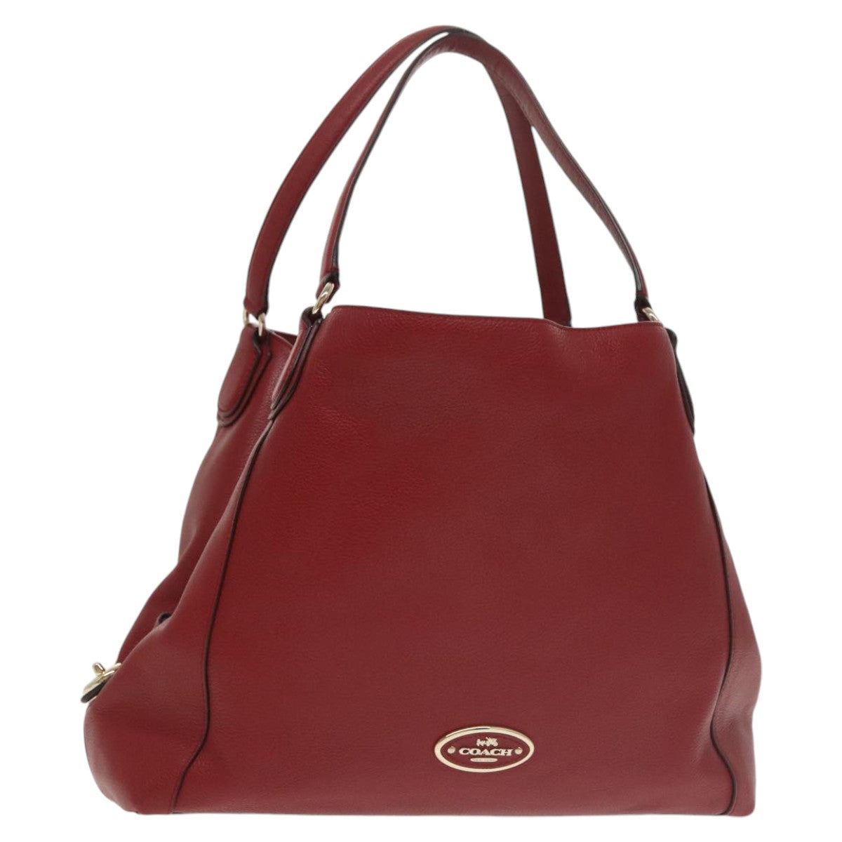 Coach Shoulder Bag Leather Red Gold Auth 101216 - 0