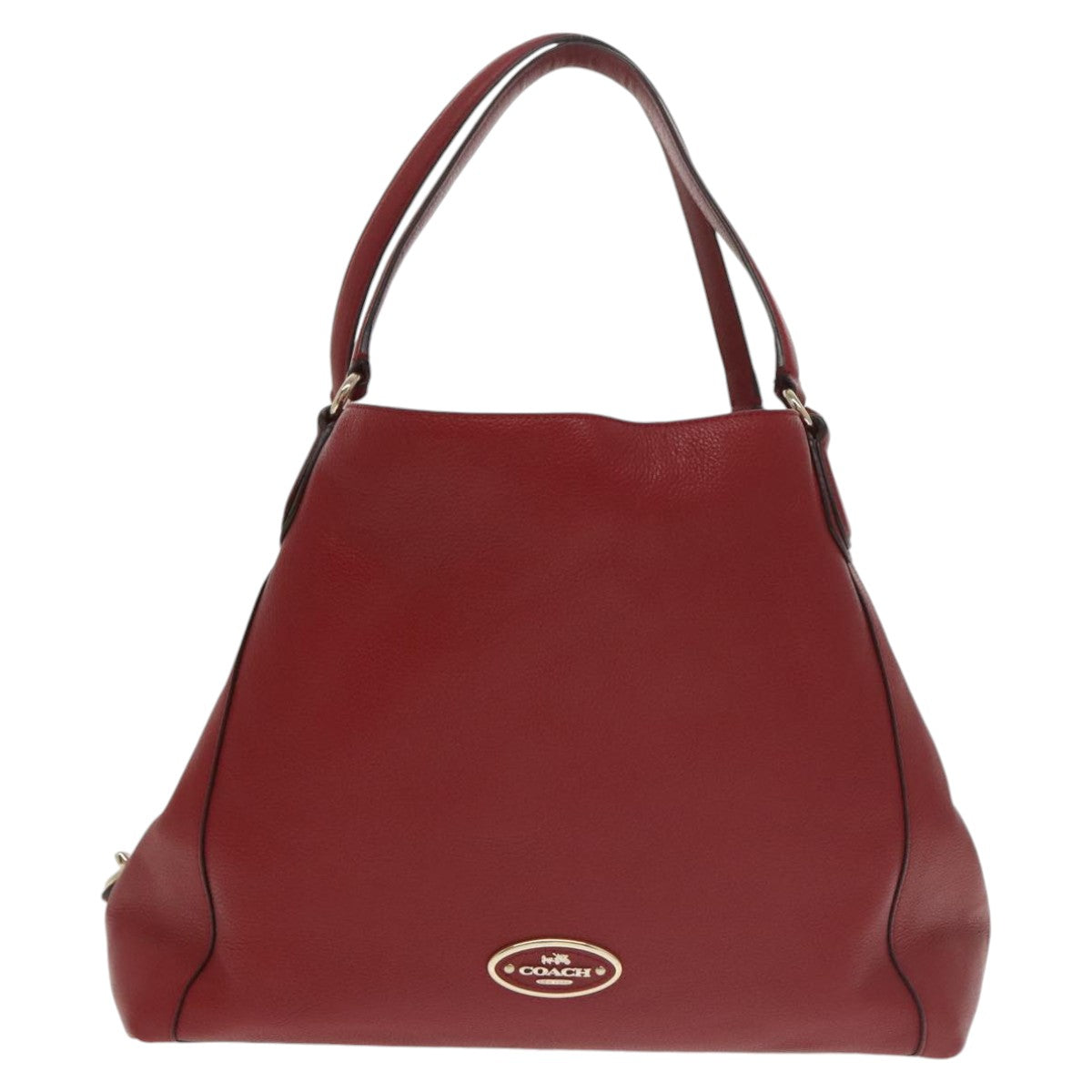 Coach Shoulder Bag Leather Red Gold Auth 101216