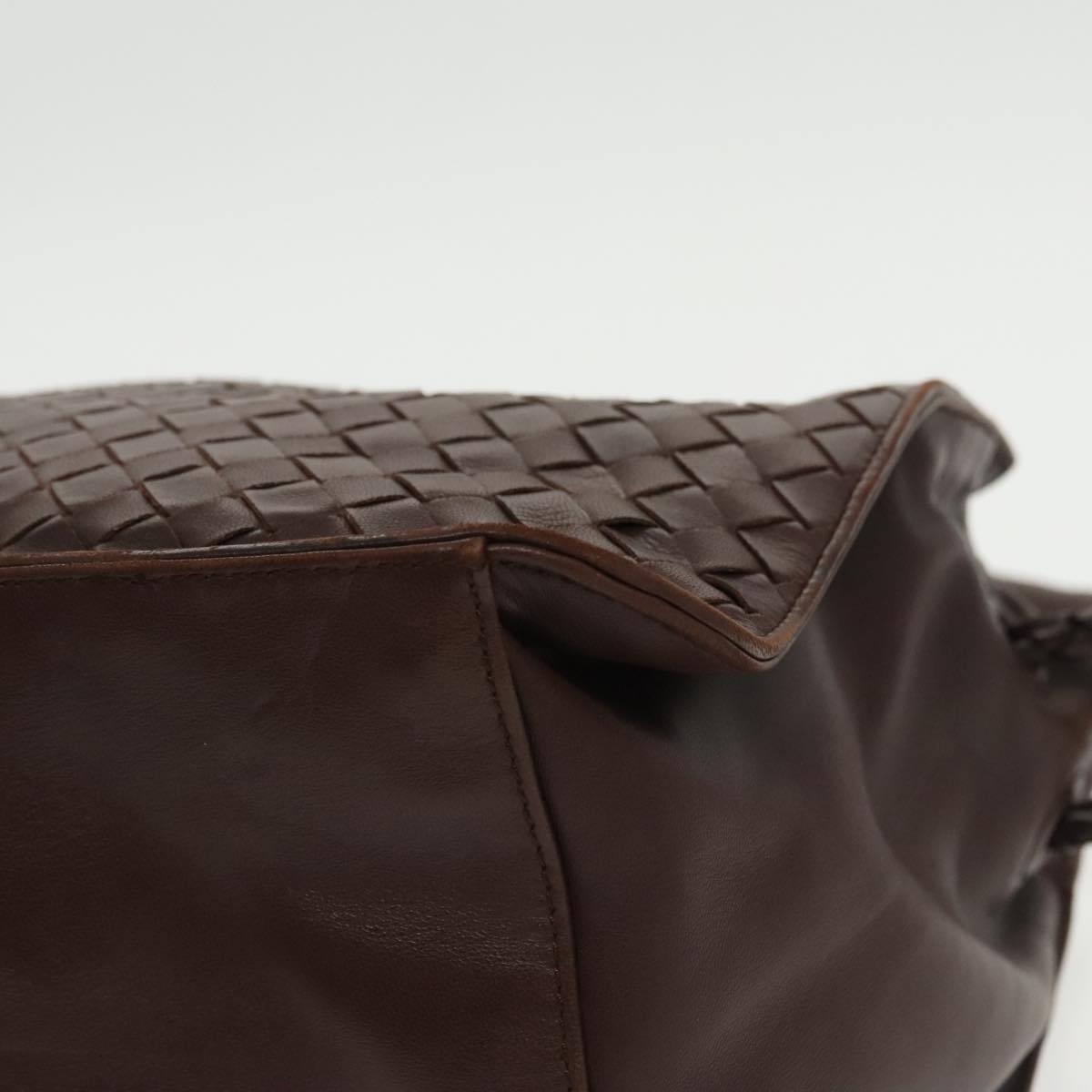 BOTTEGA VENETA INTRECCIATO Shoulder Bag Leather Brown Auth 101219